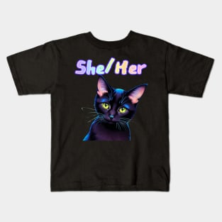 Batman - She/Her Rainbow Text Teal Kids T-Shirt